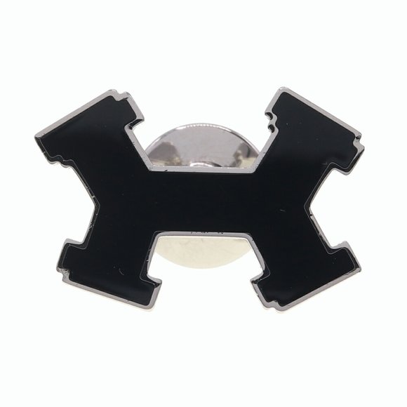 Hermes Street H Pin Brooch in Black and Silver Metal for Women - Picture 1 of 8
